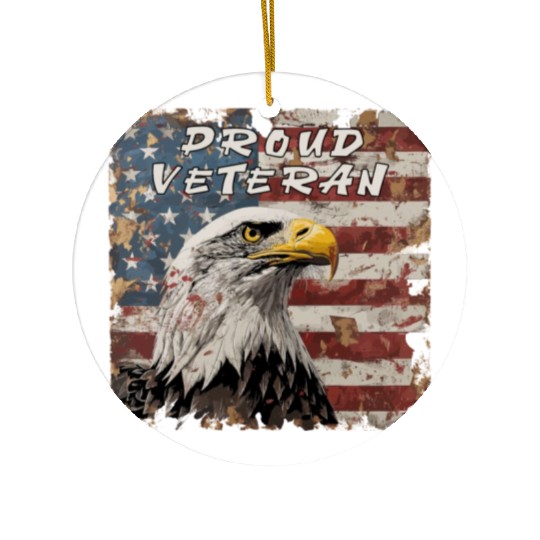 Proud Veteran Flag US Eagle Ceramic Ornaments