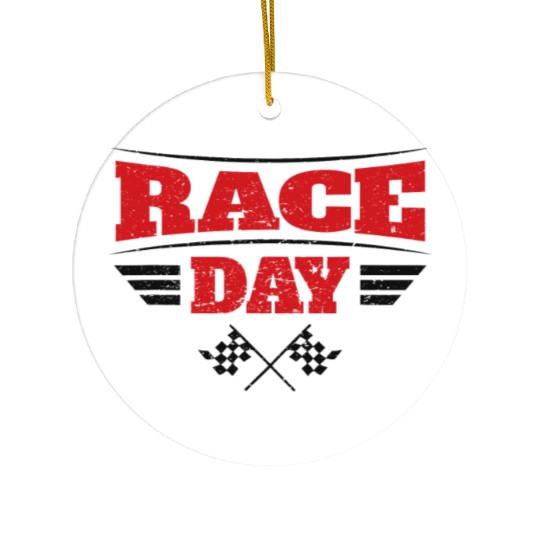 Race Day Car Racing Checkered Flag Ceramic Ornaments