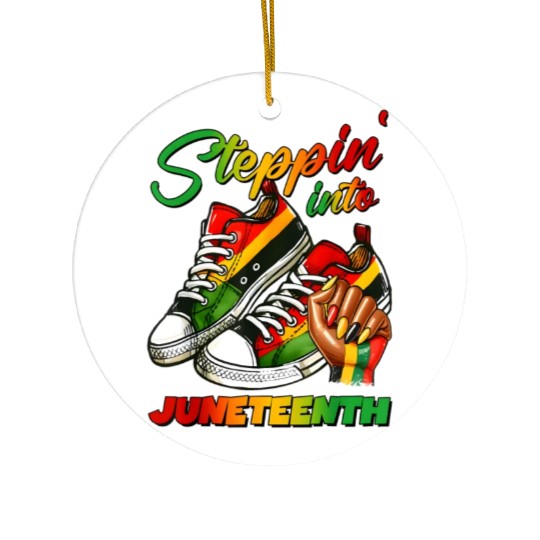 stepping into juneteenth Afro Woman Black Girl Ceramic Ornaments