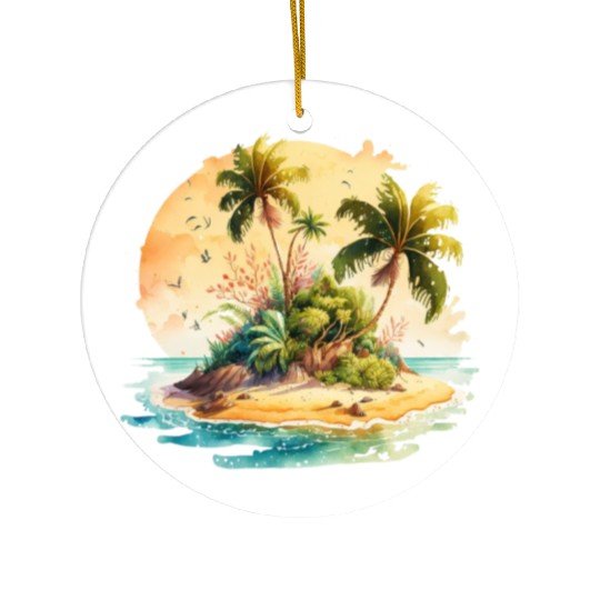 Tropical Watercolor Paradise, Summer Clipart Ceramic Ornaments