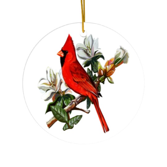 Northern Red Cardinal On A Branch Ceramic Ornaments