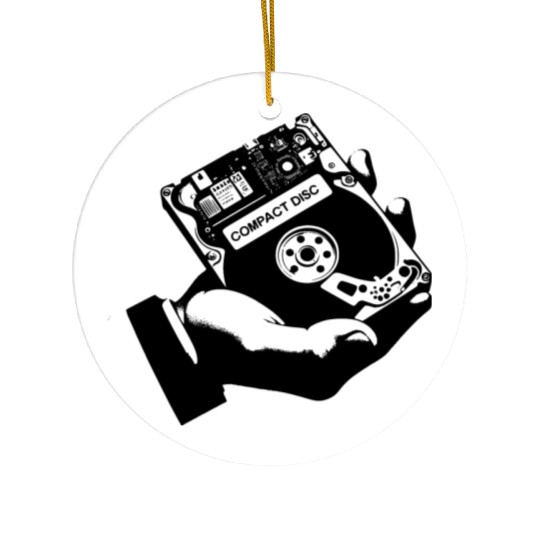 Funny retro vintage 80s compact disc Ceramic Ornaments for men