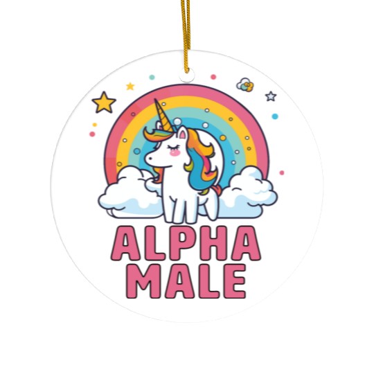 Alpha Male Unicorn Rainbow Ceramic Ornaments