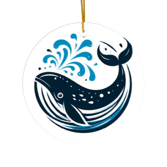 whale in the sea Ceramic Ornaments