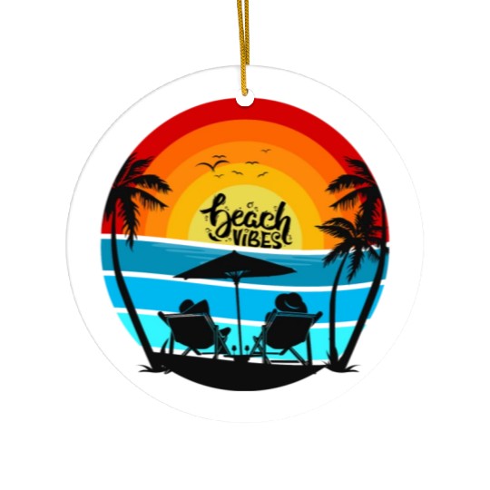 Beach Vibes - Ocean Scene - Adults & Cocktails Ceramic Ornaments