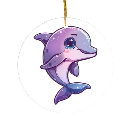Adorable Purple Dolphin Fantasy Creation Ceramic Ornaments