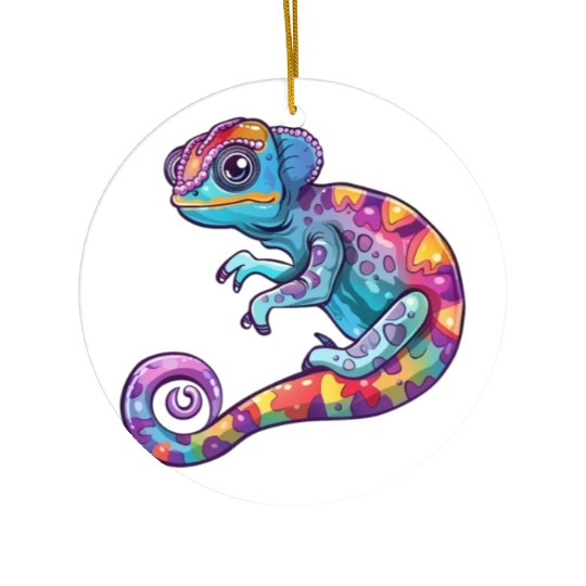 Colorful Chameleon Fantasy Creature Ceramic Ornaments