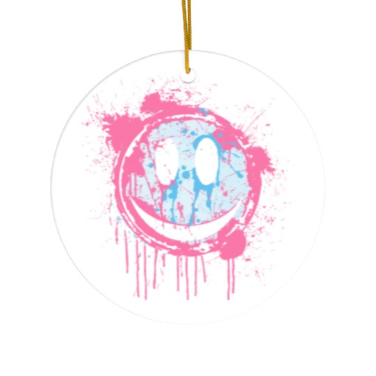 Graffiti Smiley Face - Urban Street Art Ceramic Ornaments