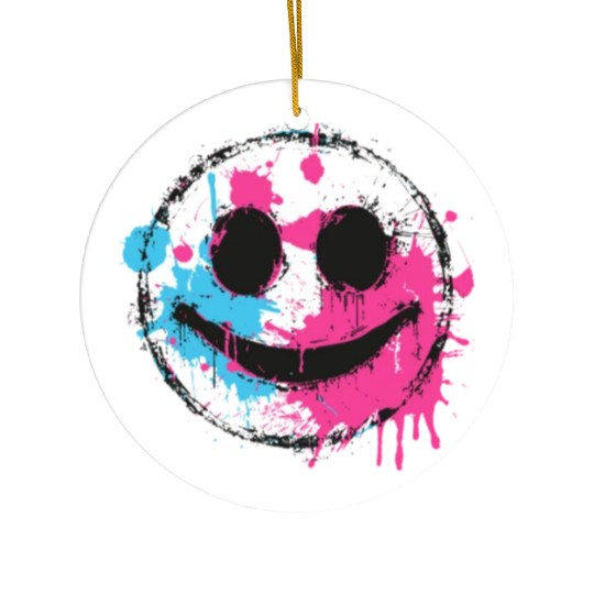 Graffiti Smiley Face - Urban Street Art Ceramic Ornaments