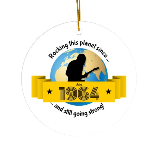 60th birthday Rocking this planet since 07/1964 Ceramic Ornaments