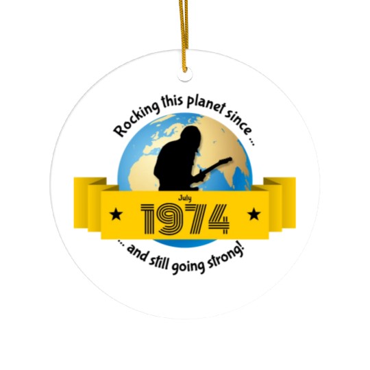 50th birthday Rocking this planet since 07/1974 Ceramic Ornaments