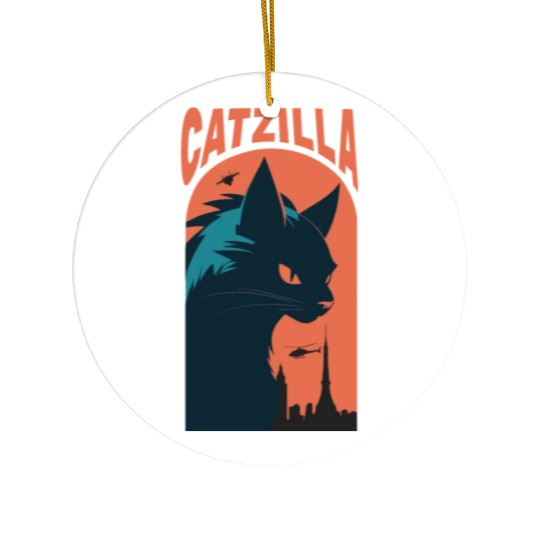 Catzilla king of Cat monster Ceramic Ornaments