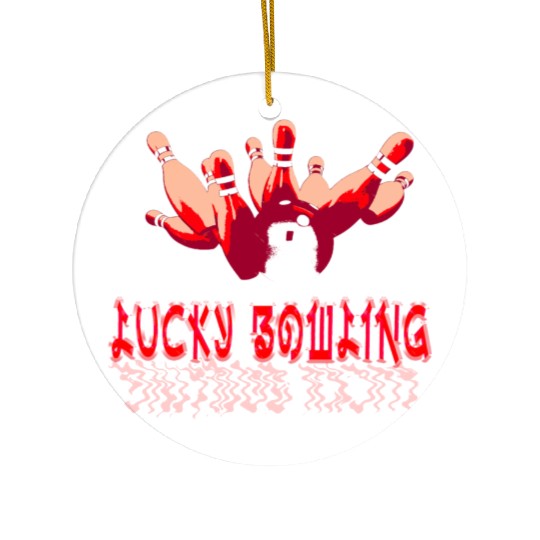 Toon red lucky bowling Ball cracker Ceramic Ornaments