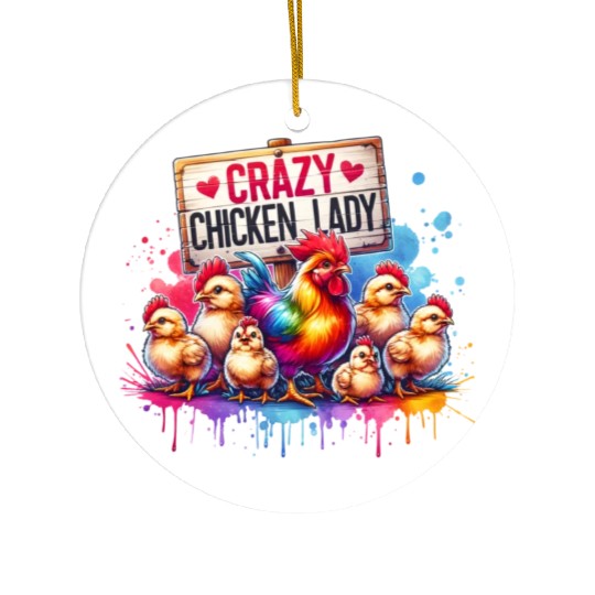 Crazy Chicken Lady Ceramic Ornaments