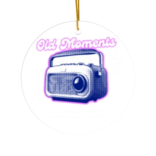 Lilac Black Halftone Radio Portrait Ceramic Ornaments