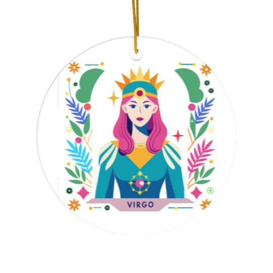 Floral Virgo Tarot Zodiac Graphic Ceramic Ornaments