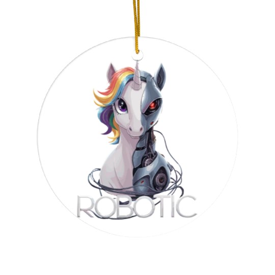 Funny Unicorn Robot Robotic Cuddling Cyborg Ceramic Ornaments