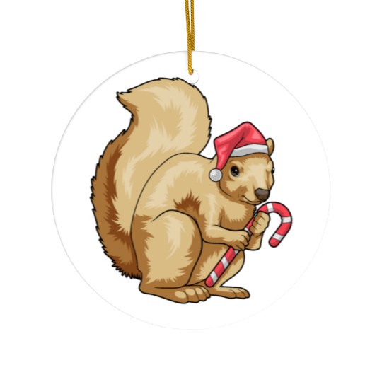 Squirrel Christmas Candy cane Ceramic Ornaments