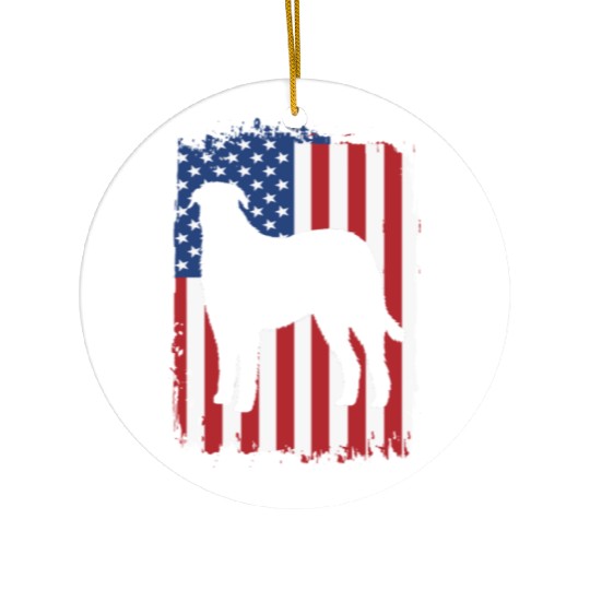 American Flag Patriotic Irish Wolfhound Dog Ceramic Ornaments