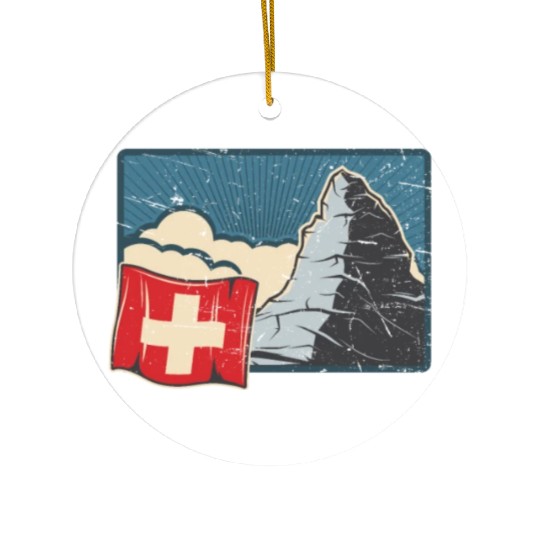Vacation Skiing, Hiking, Mountain Switzerland Ceramic Ornaments