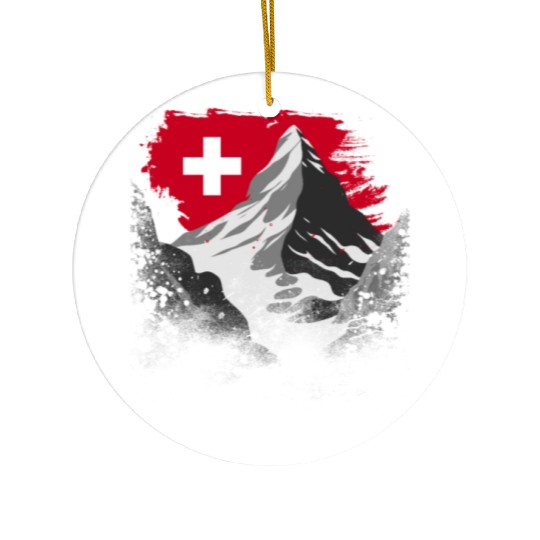 Vacation Skiing, Hiking, Mountain Switzerland Ceramic Ornaments