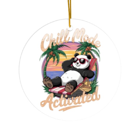Panda Beach Vacation Ceramic Ornaments