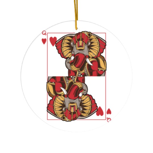 Elephant Steampunk Card Game Heart Queen Poker Ceramic Ornaments