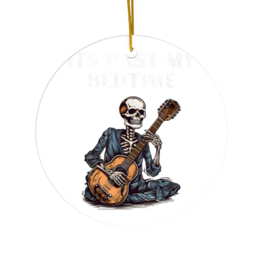 Past Bedtime Skeleton Playing Guitar Ceramic Ornaments