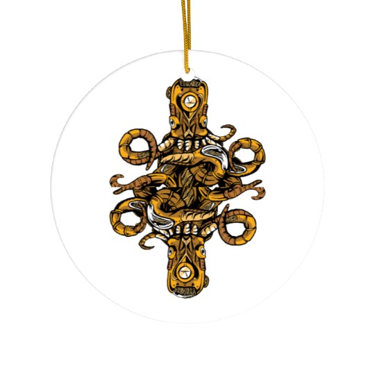 Octopus Steampunk Card Game Queen of Clubs Poker Ceramic Ornaments