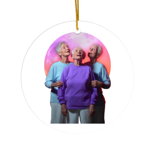 Granny Howling Moon Ladies Ceramic Ornaments