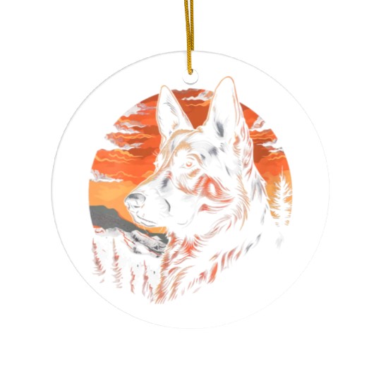Colorful German Shepherd Outdoor Ceramic Ornaments