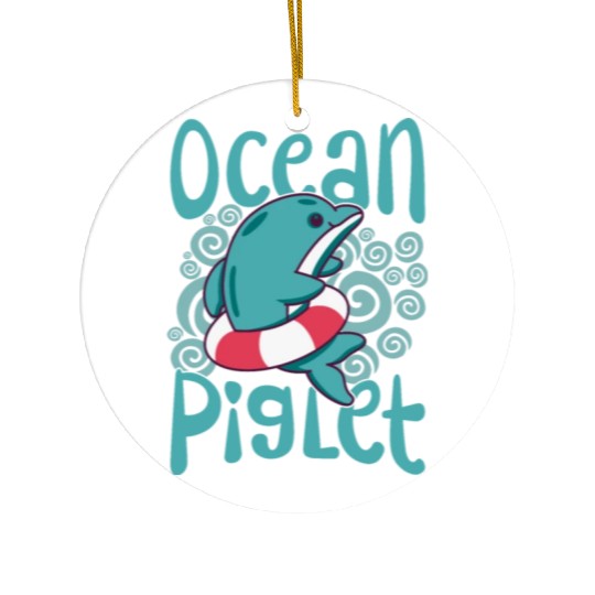 Funny Dolphin Lover Ocean Piglet Graphic for Aquat Ceramic Ornaments
