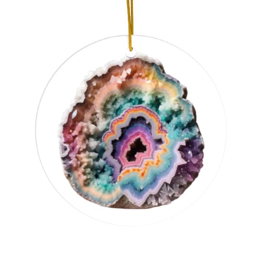Fantasy Pastel Rainbow Geo Stone Crystal Ceramic Ornaments