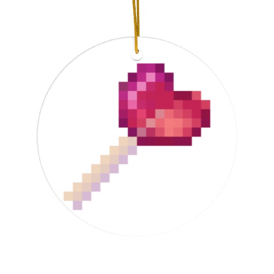 Pixel Art Sprite Cute Heart Lollipop Ceramic Ornaments