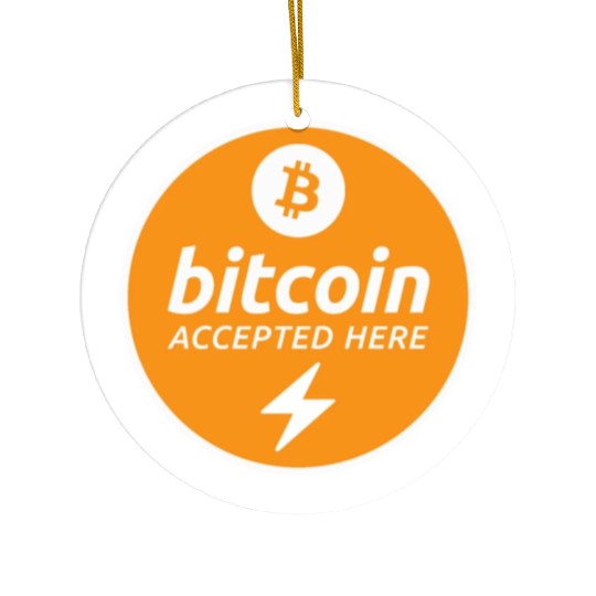 Bitcoin Accepted Here via Lightning Promo Ceramic Ornaments