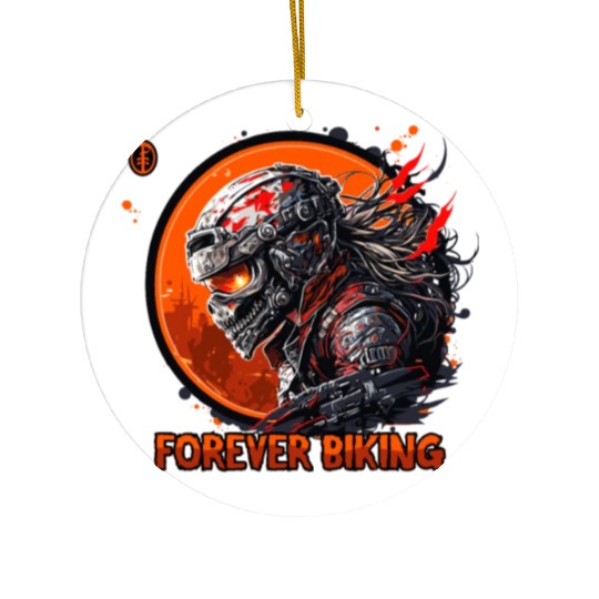Forever Biking: Skull Emblem Motorcycling Ceramic Ornaments