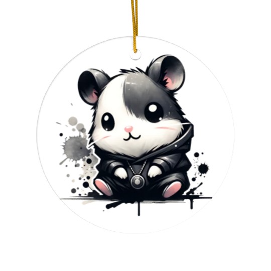 Charcoal Hip Hop Hamster Ceramic Ornaments