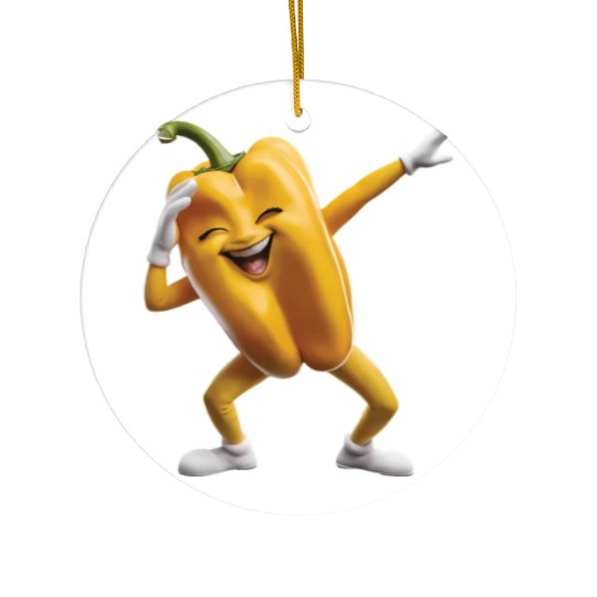 Yellow Bell Pepper Dabbing Realistic Ceramic Ornaments