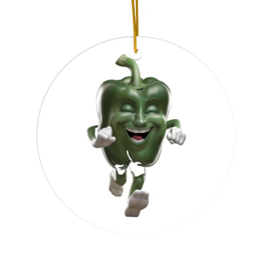 Green Bell Pepper Running Realistic Ceramic Ornaments