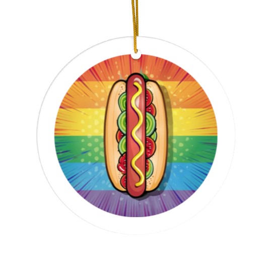 LGBTQ Hot Dog Ceramic Ornaments