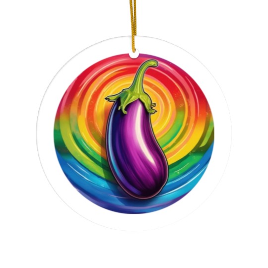 LGBTQ Eggplant Ceramic Ornaments