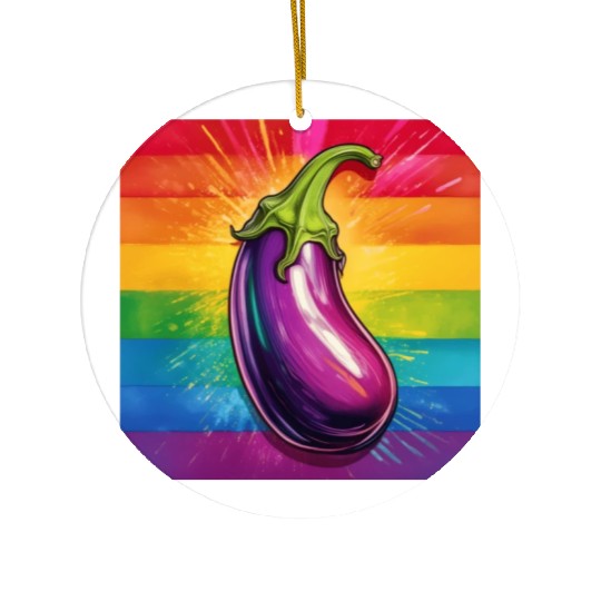 LGBTQ Eggplant Ceramic Ornaments