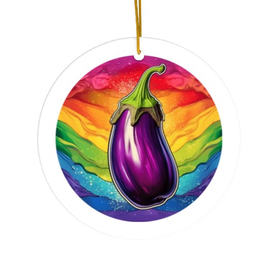 LGBTQ Eggplant Ceramic Ornaments