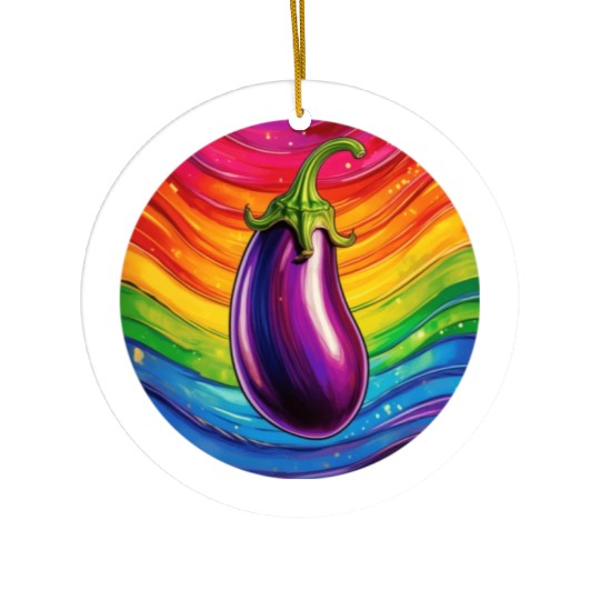 LGBTQ Eggplant Ceramic Ornaments
