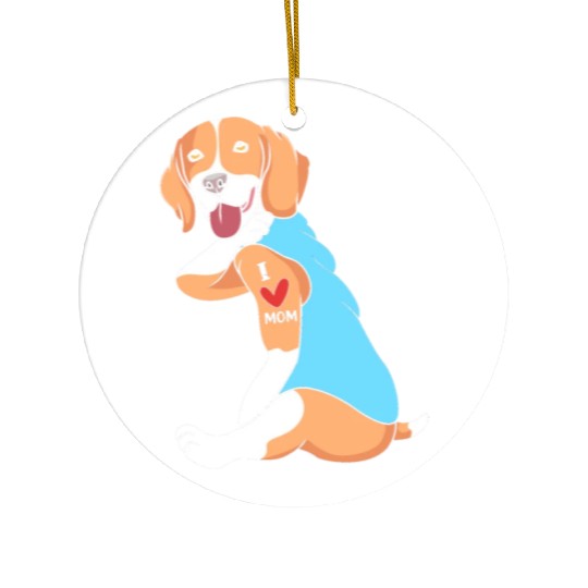 Beagle Mom Tattoo Dog I Love Mom Beagle Ceramic Ornaments