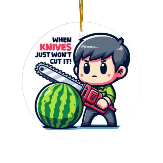 Cutting Watermelon - Melon Chainsaw Ceramic Ornaments