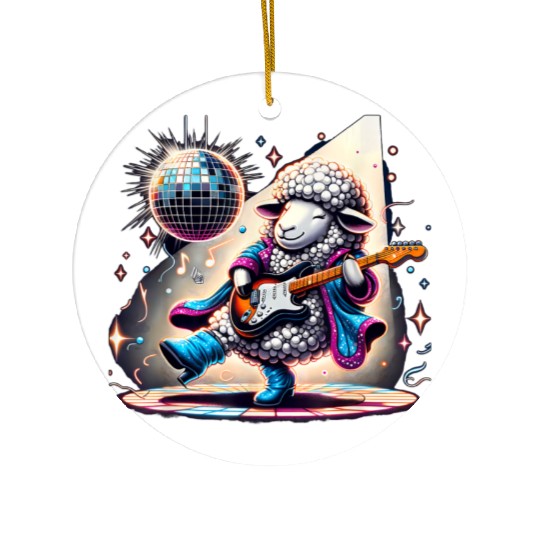 Disco Ball Guitar Sheep Ceramic Ornaments