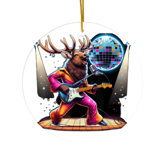 Disco Ball Guitar Elk Ceramic Ornaments