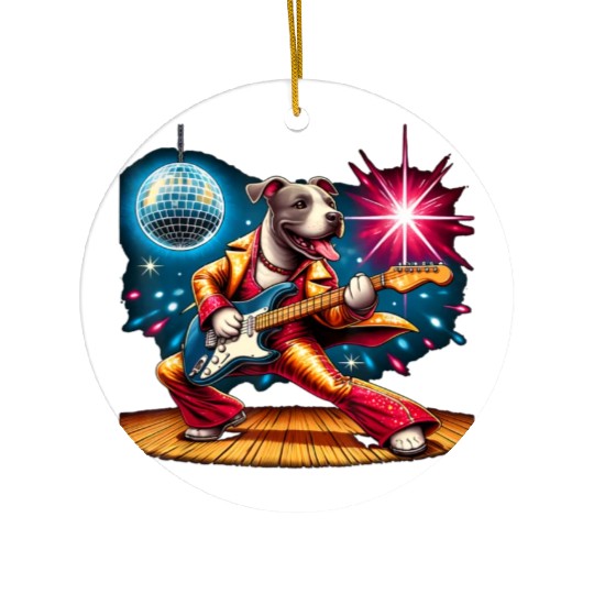 Disco Ball Guitar dog Ceramic Ornaments