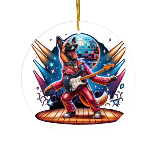 Disco Belgian Malinois dog Ceramic Ornaments
